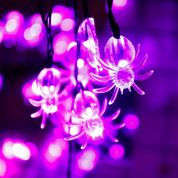 40 LED Purple Spider Halloween String Lights with Timer